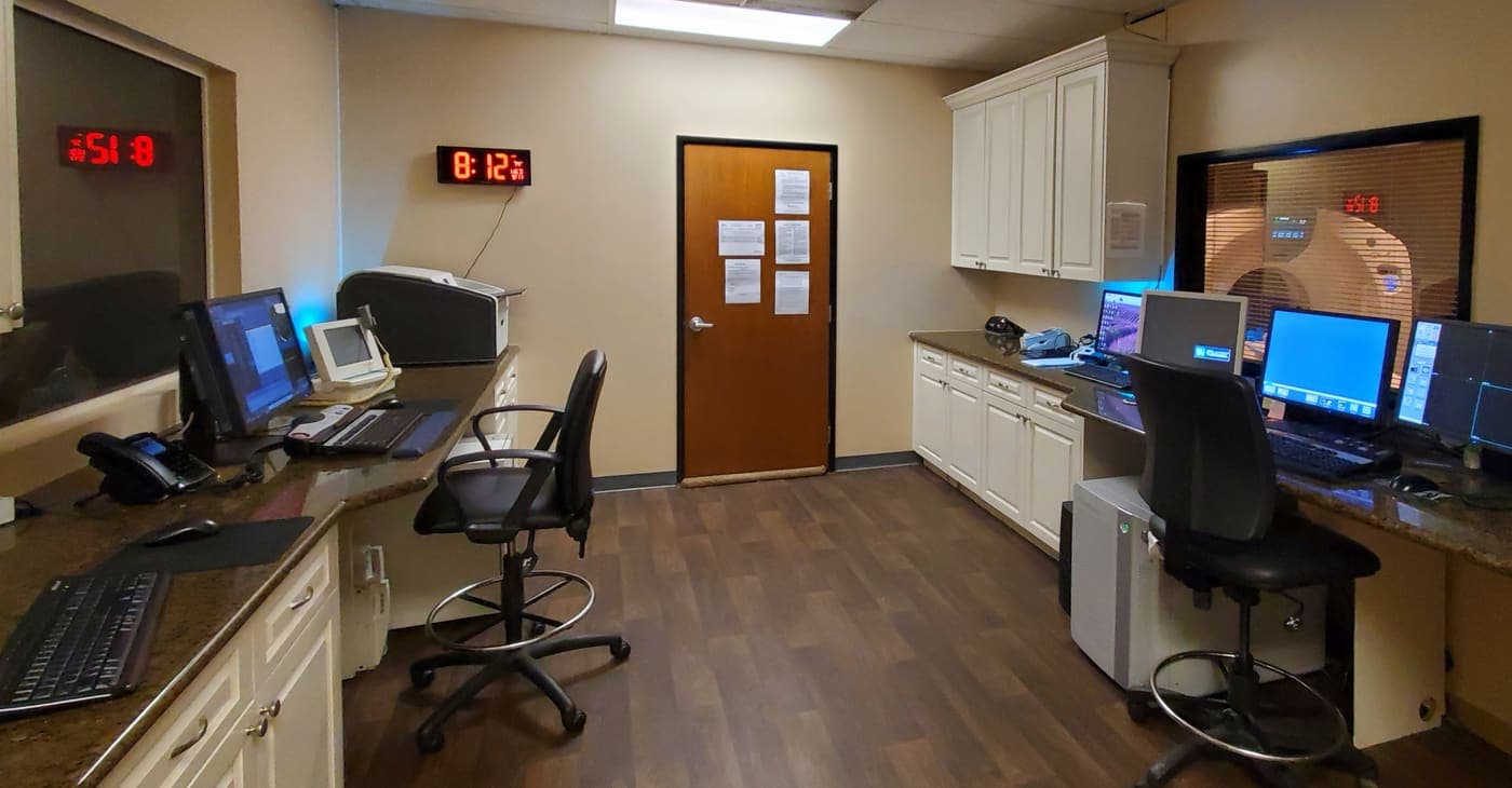 Imaging control room and technologist workstations at Crown Valley Imaging